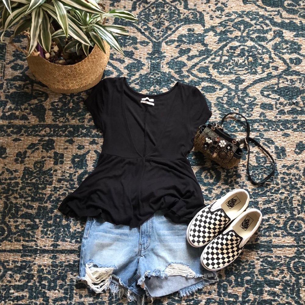 Black v neck babydoll t shirt